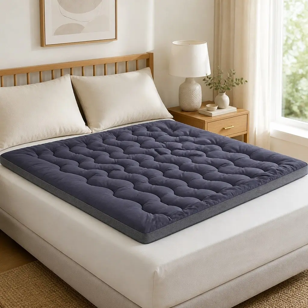 King Mattress Topper 5cm Pillowtop Bamboo Polyester Fibre Breathable