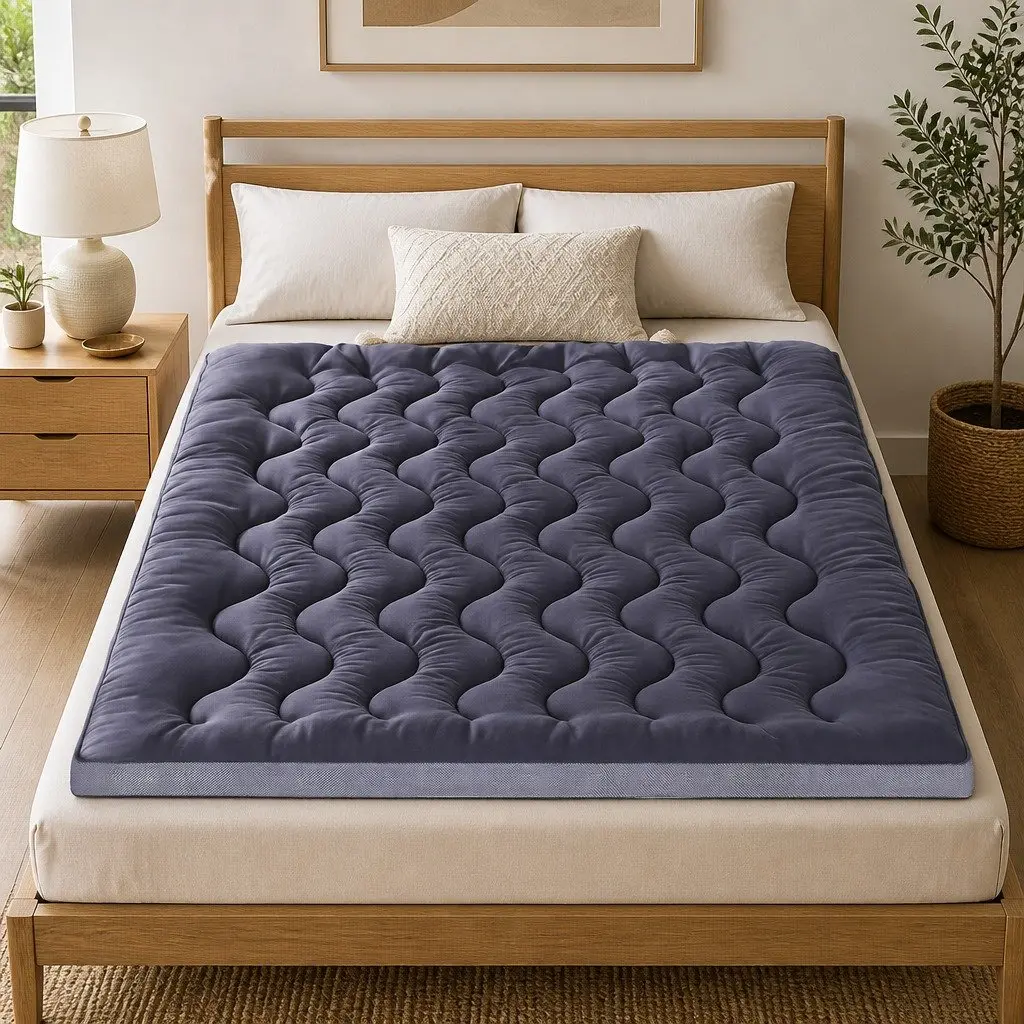 King Mattress Topper 5cm Pillowtop Bamboo Polyester Fibre Breathable