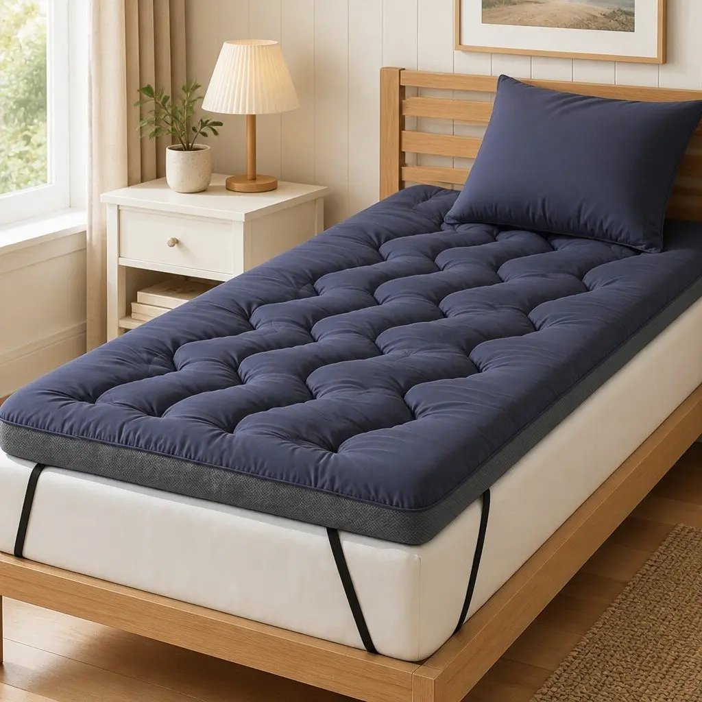 Mattress Topper Pillowtop 5cm Single Bed Breathable Washable Grey