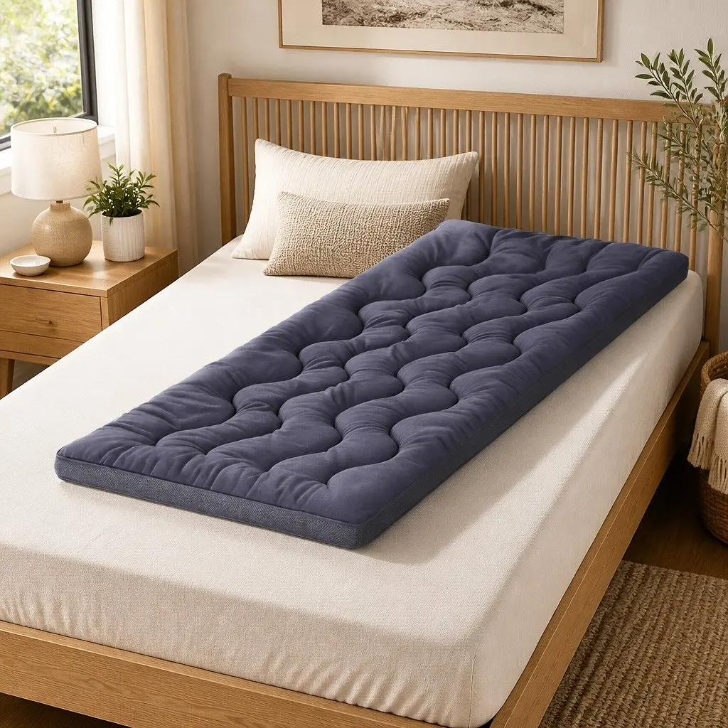 Mattress Topper Pillowtop 5cm Single Bed Breathable Washable Grey