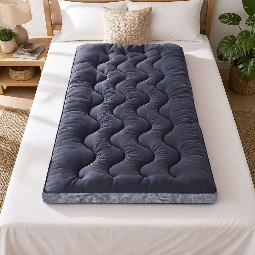 Mattress Topper Pillowtop 5cm Single Bed Breathable Washable Grey