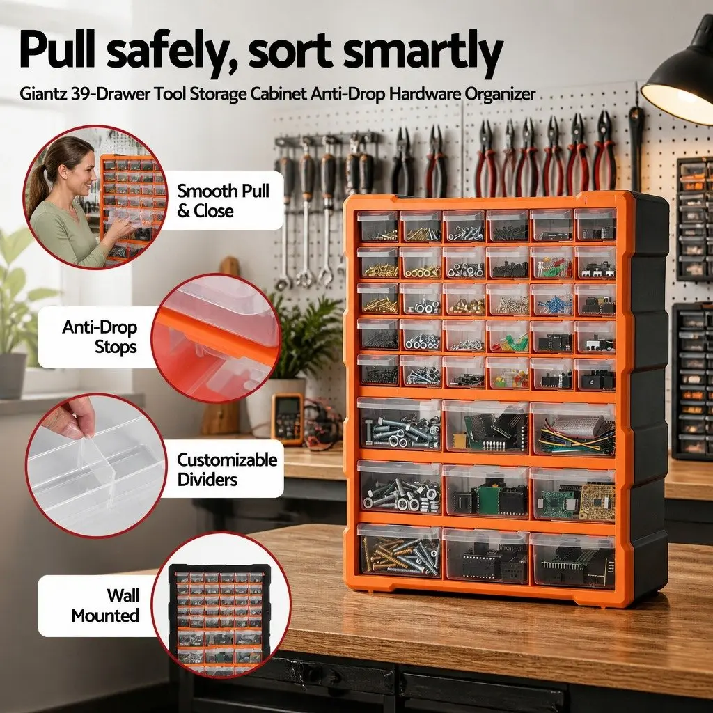 39-Drawer Tool Storage Cabinet Organizer Anti-Drop Hardware Small Parts