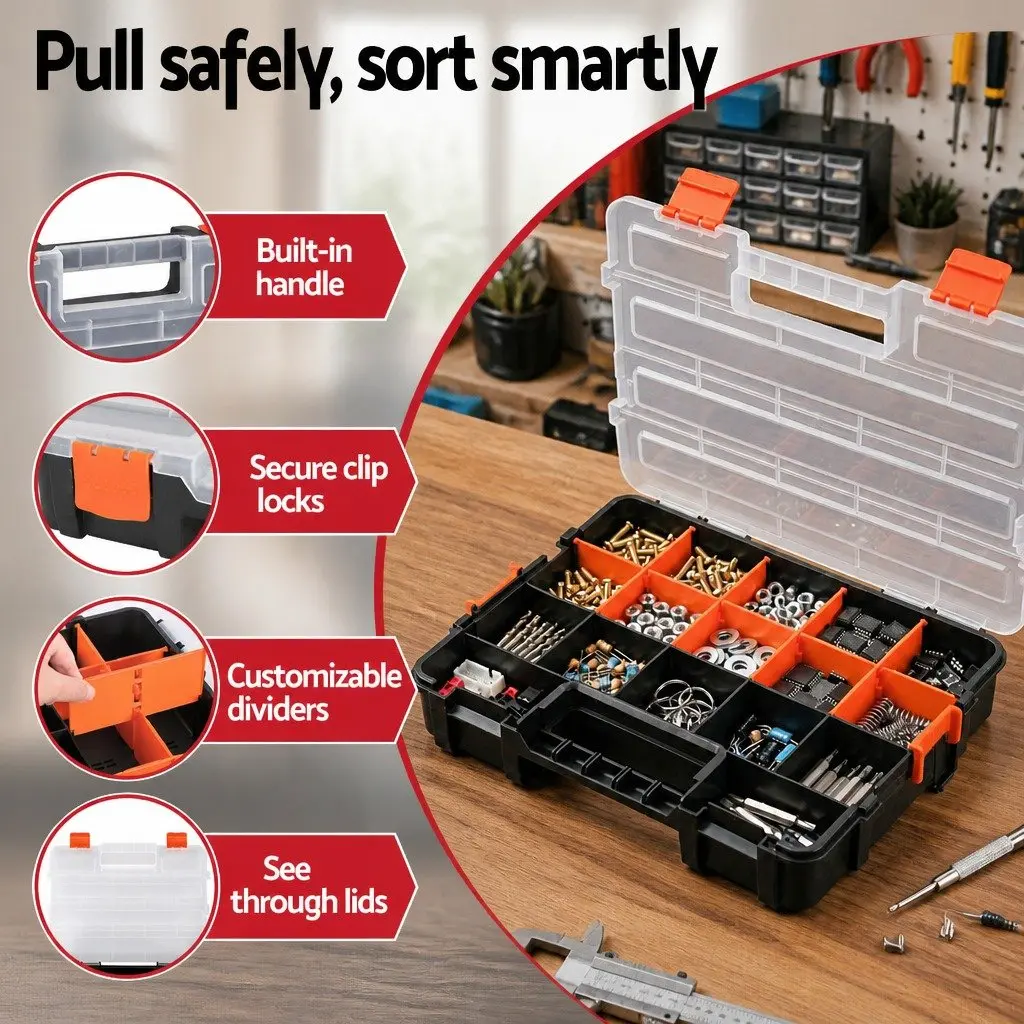 3 Pack Tool Box Organizer Small Parts Hardware Storage Boxes with Latches
