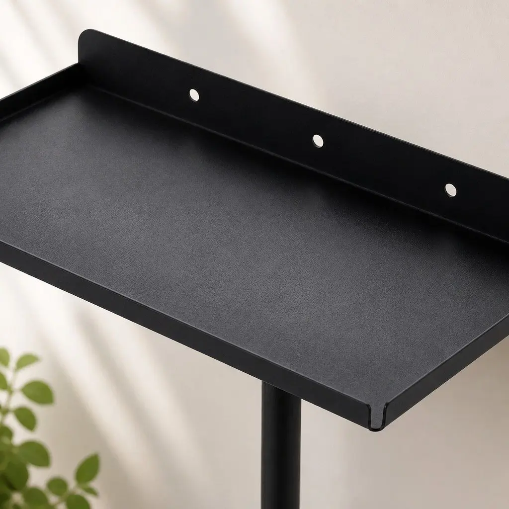 Wall Mounted Towel Rack with Shelf and 3 Hooks Carbon Steel Black 30cm L x 16cm W x 50cm H