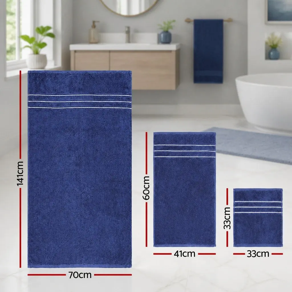 6 Pack Bath Towels Set in Navy Blue
