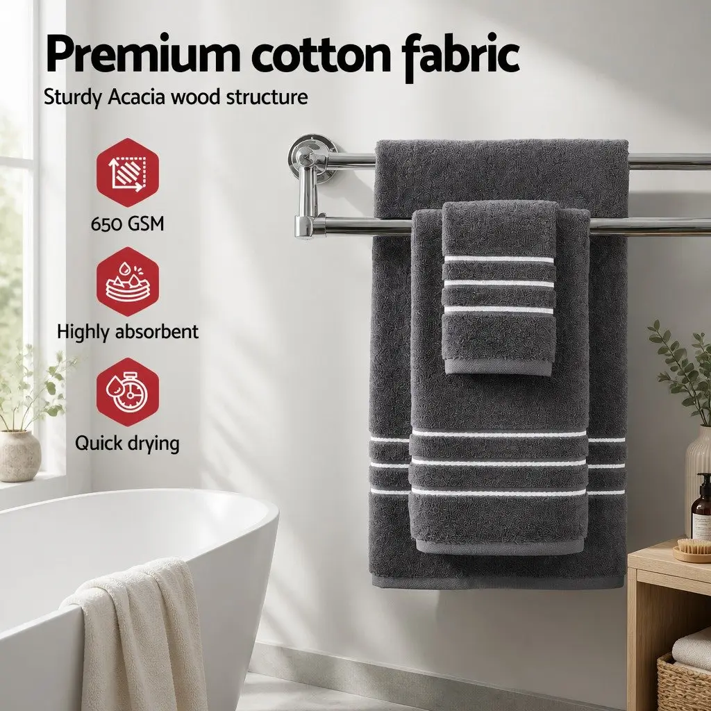 6-Pack Bath Towel Set in Grey