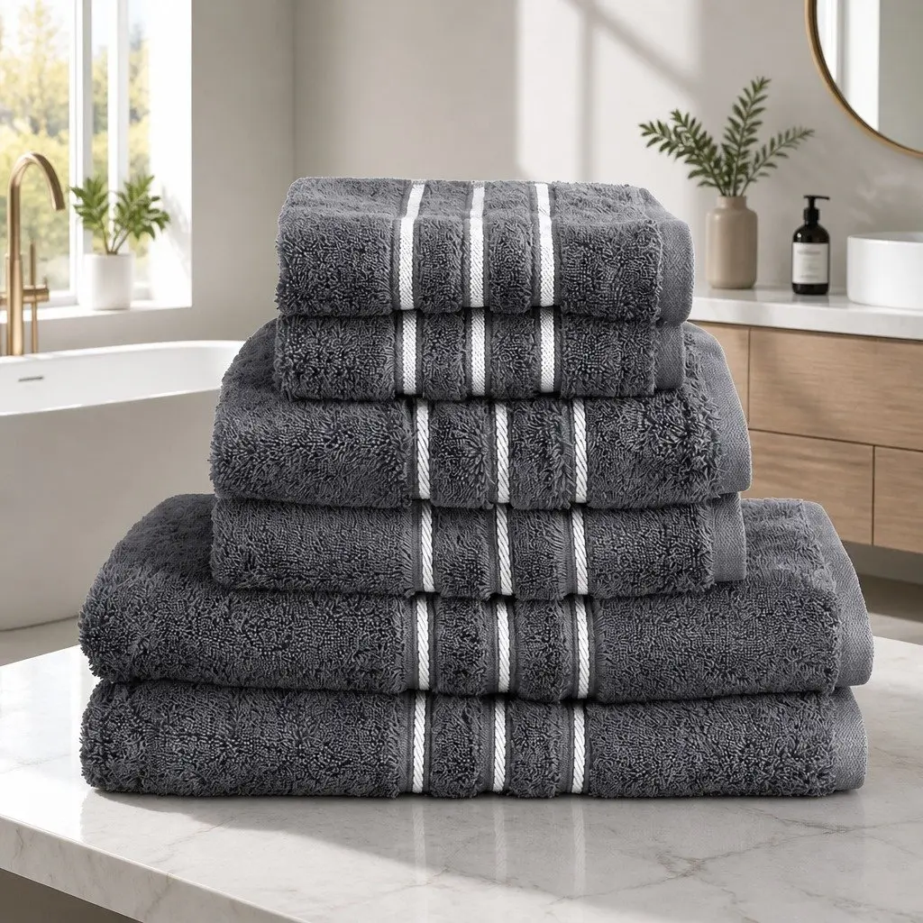 6-Pack Bath Towel Set in Grey
