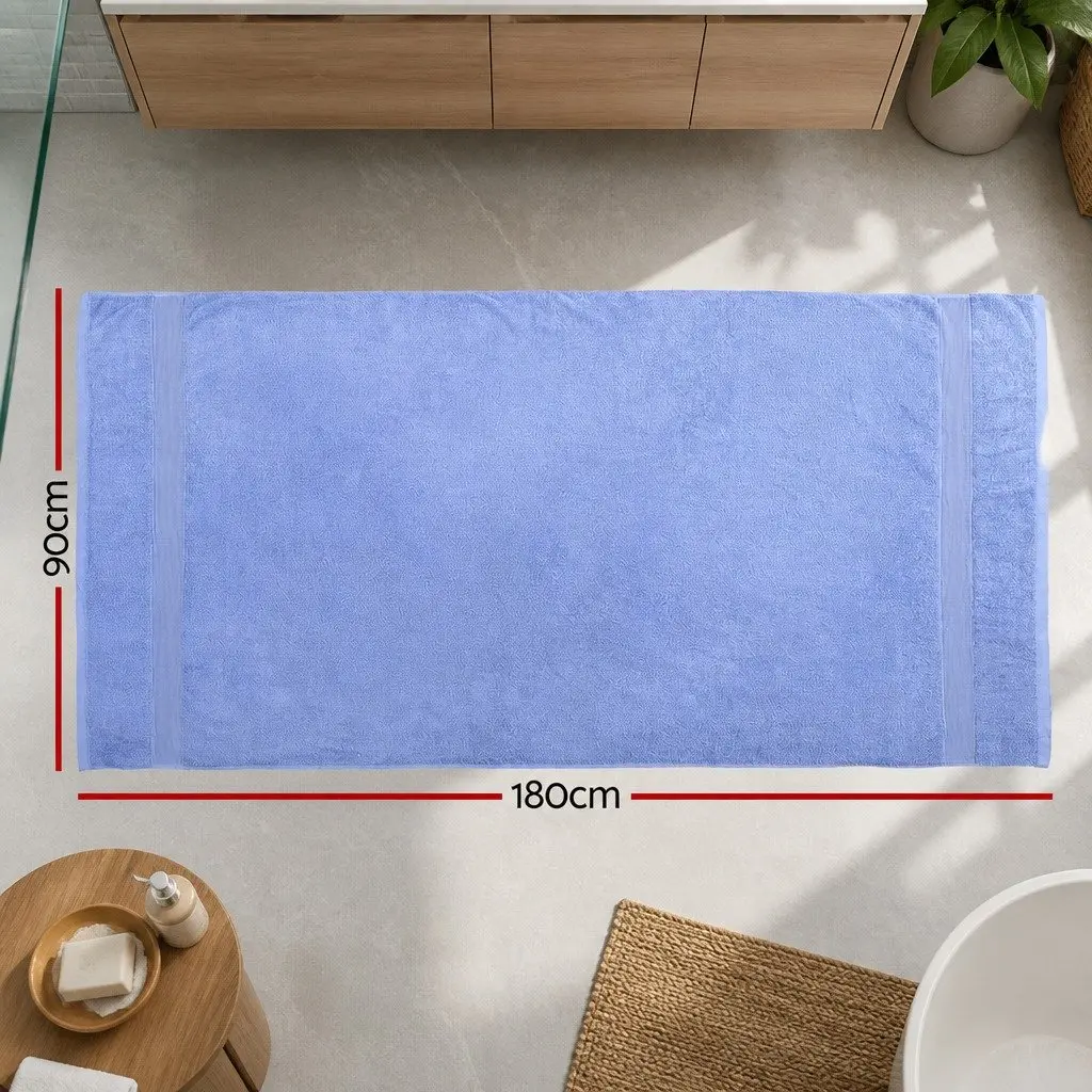 Extra Large Bath Sheets Set 2 Pack Cotton Towels Blue 180cm x 90cm