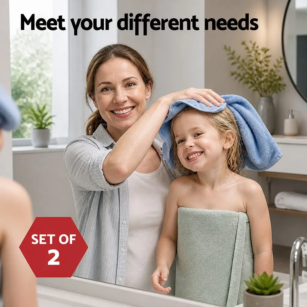 Extra Large Bath Sheets Set 2 Pack Cotton Towels Blue 180cm x 90cm