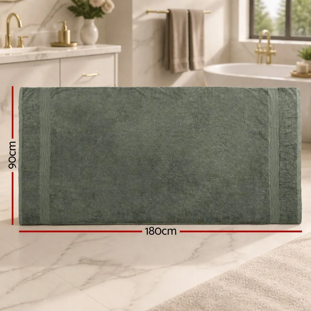 2 Pack Bath Sheets Set Extra Large Cotton Towels Green 180cm x 90cm
