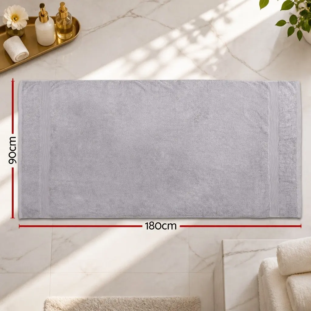 2 Pack Bath Sheets Extra Large Cotton Towels Grey 180cm x 90cm Set