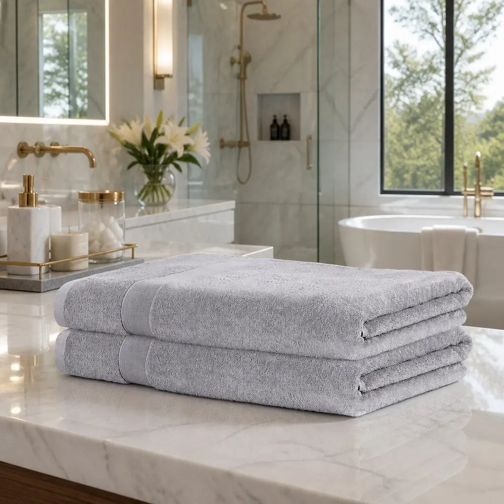 2 Pack Bath Sheets Extra Large Cotton Towels Grey 180cm x 90cm Set