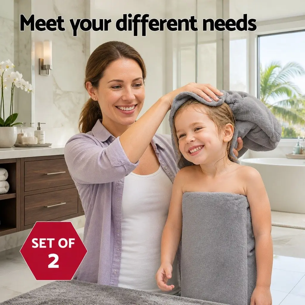 2 Pack Bath Sheets Extra Large Cotton Towels Grey 180cm x 90cm Set