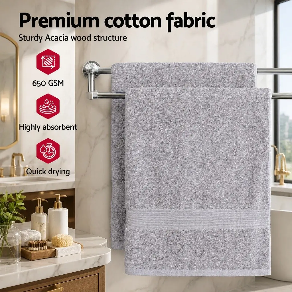 2 Pack Bath Sheets Extra Large Cotton Towels Grey 180cm x 90cm Set