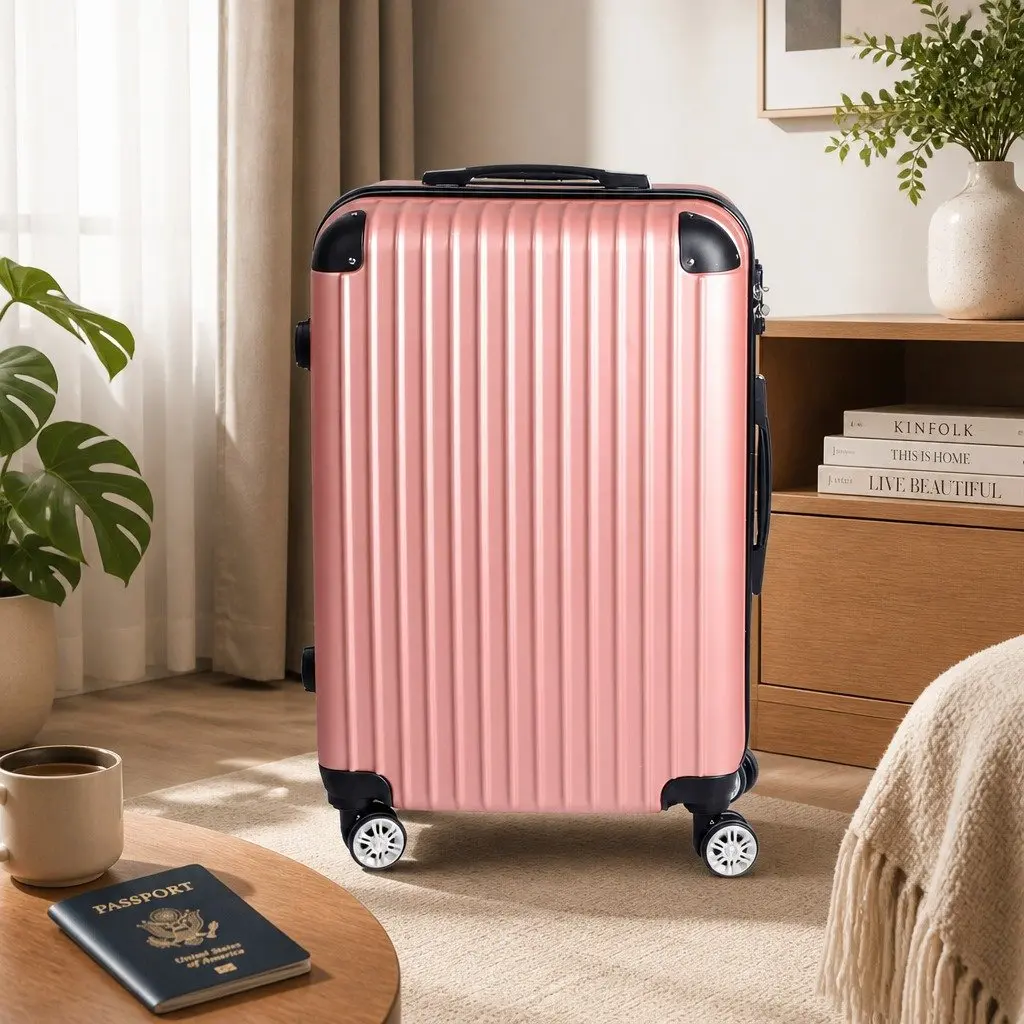 24 Inch Luggage Suitcase Hard Shell Rose Gold Lightweight Trolley Travel Spinner Wheels