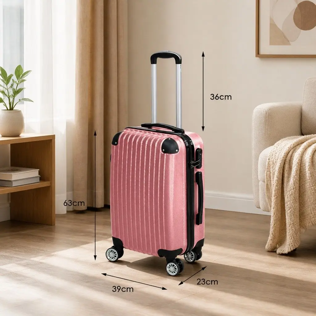 24 Inch Luggage Suitcase Hard Shell Rose Gold Lightweight Trolley Travel Spinner Wheels