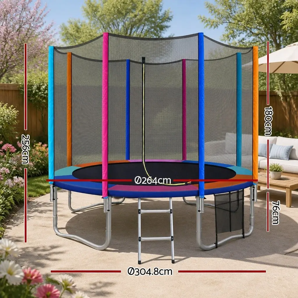 10FT Trampoline Kids Rebounder with Safety Enclosure Net and Ladder