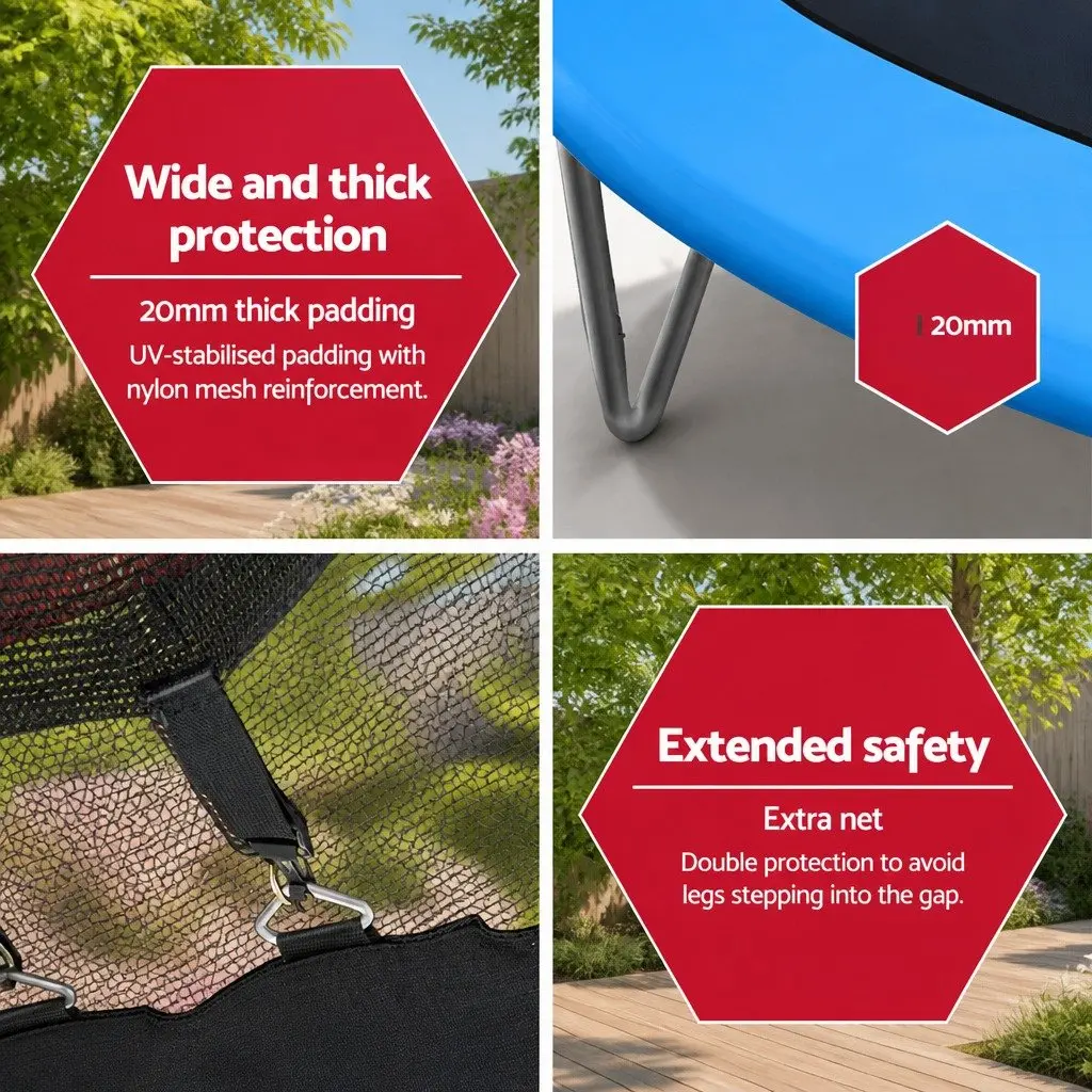 12FT Round Trampoline with Safety Net Enclosure and Ladder Rainbow Bouncer