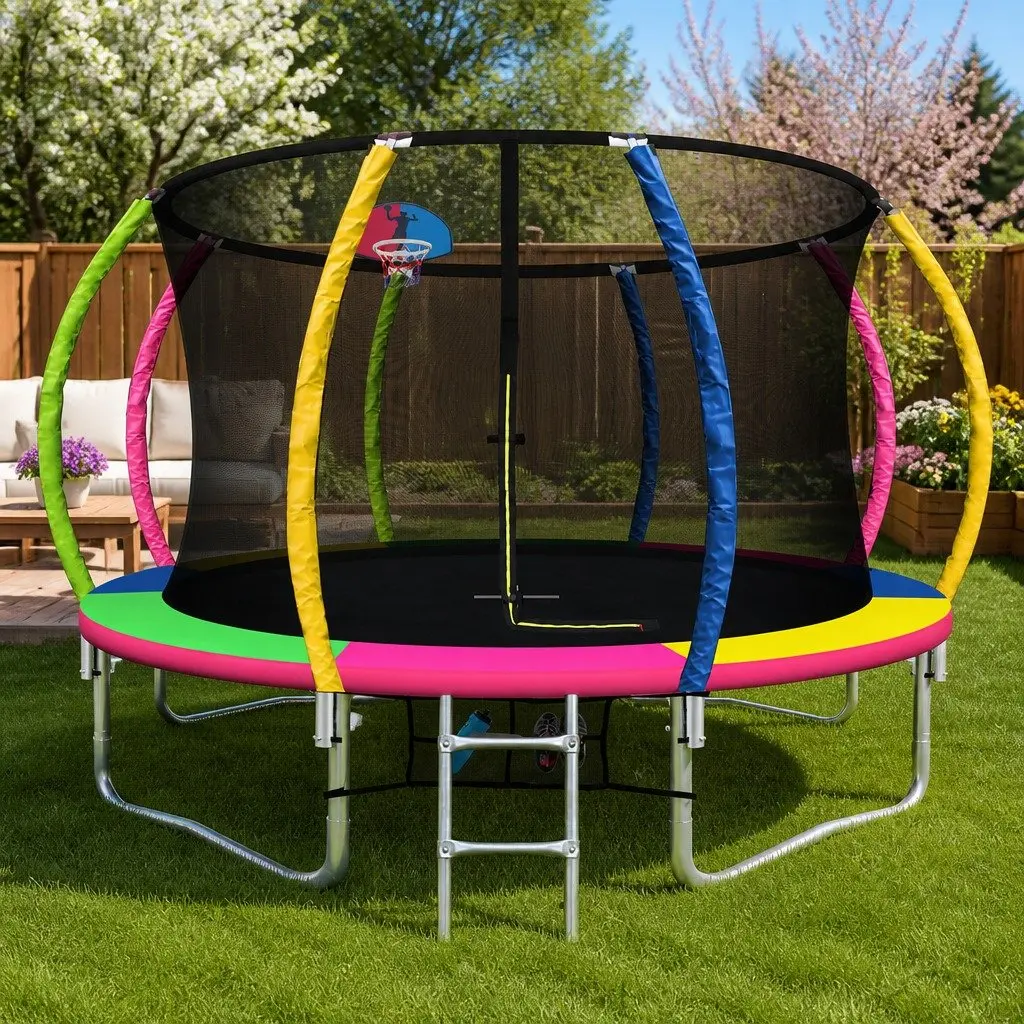 12ft Trampoline and Basketball Hoop