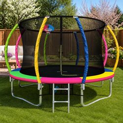 Join the Fun with a 12ft Trampoline and Basketball Hoop