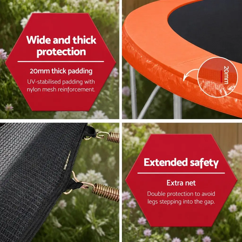 12FT Trampoline for Kids w/ Safety Enclosure Net Ladder Basketball Rebounder