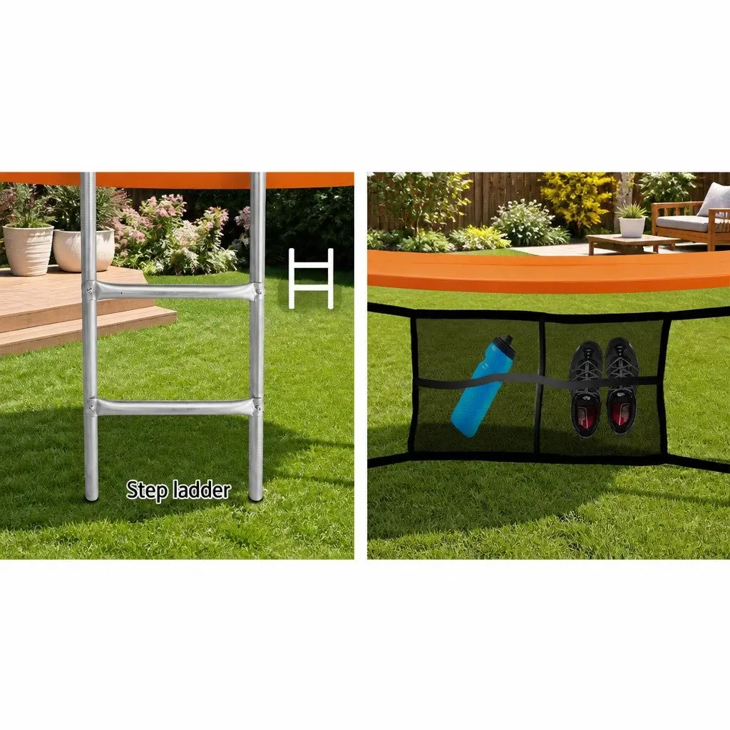 12FT Trampoline for Kids w/ Safety Enclosure Net Ladder Basketball Rebounder