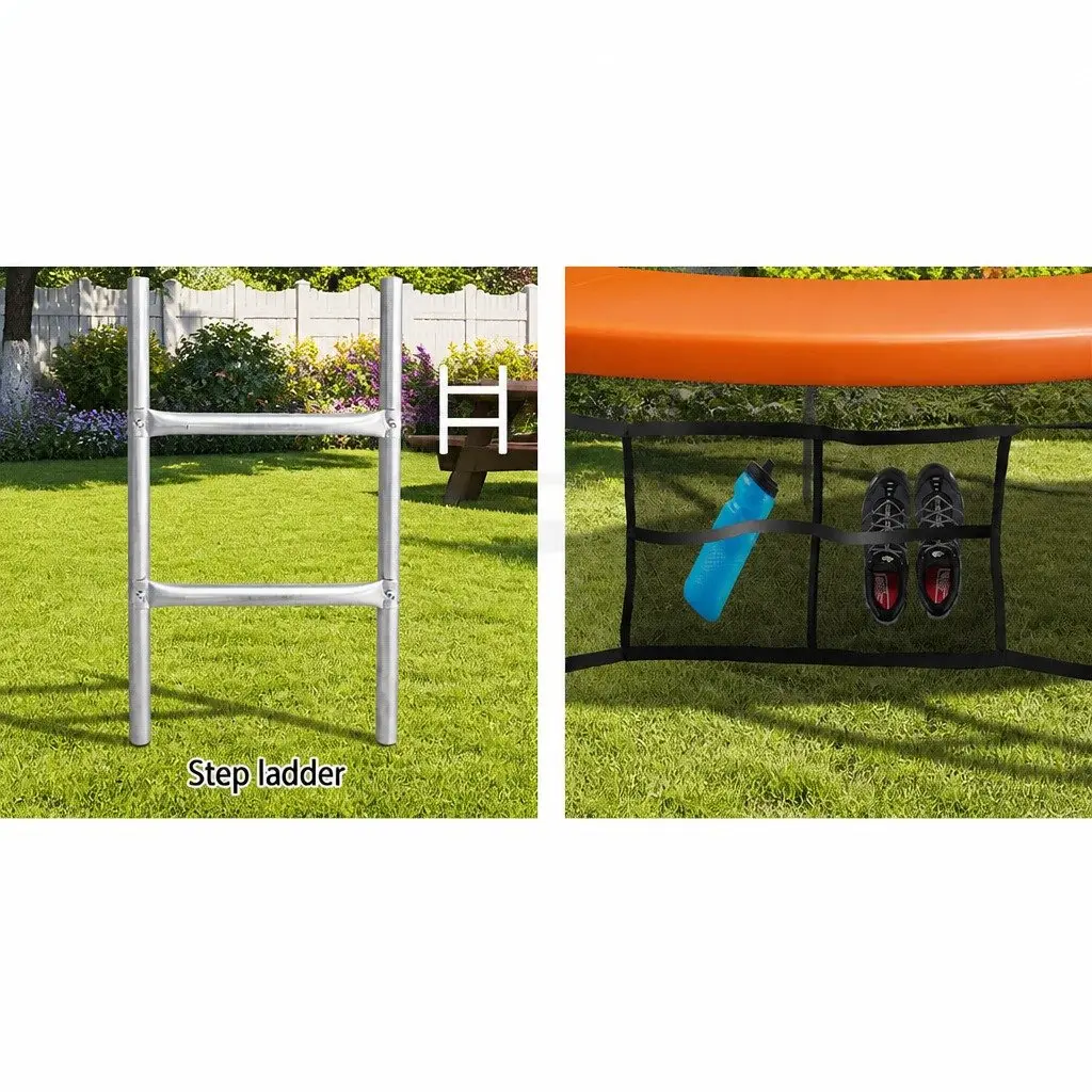 14ft Trampoline Rebounder with Basketball Hoop Ladder Safety Netting Orange