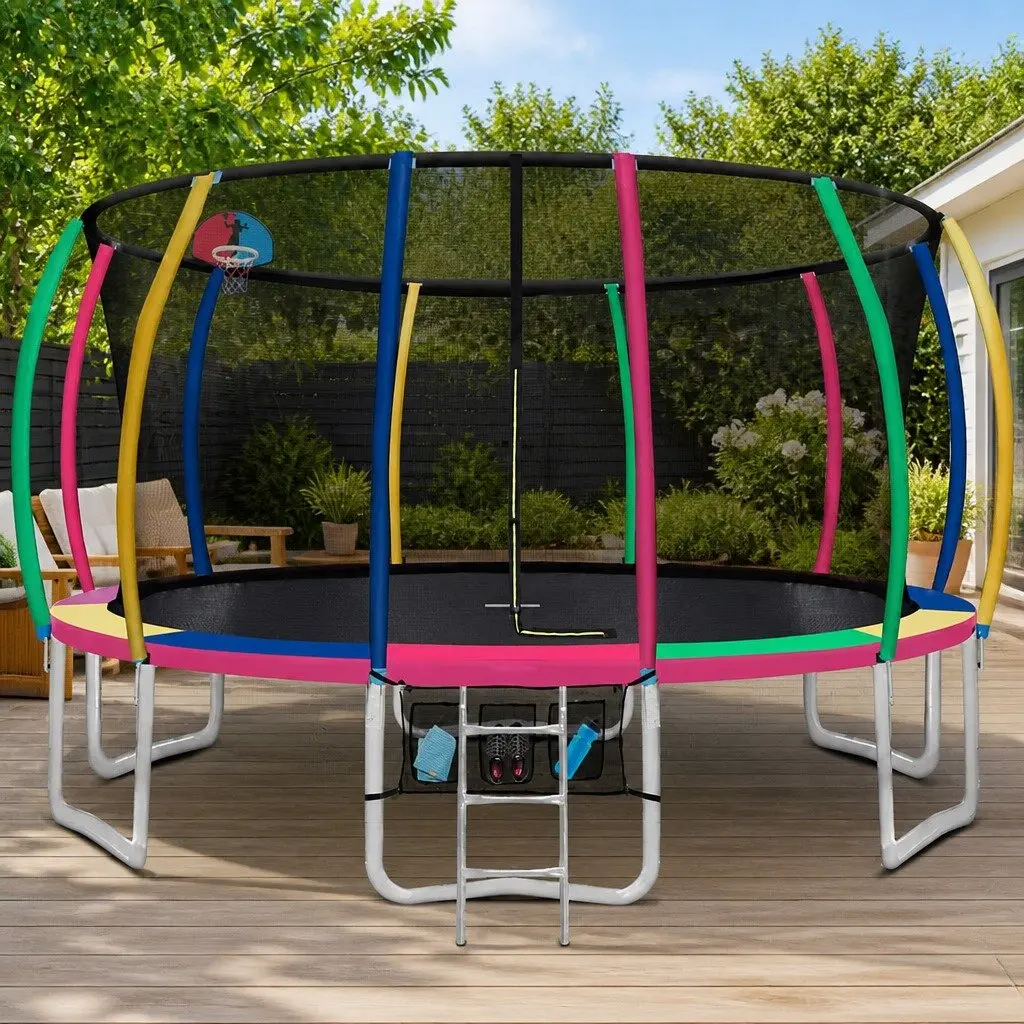 16FT Kids Trampoline and Basketball Setup