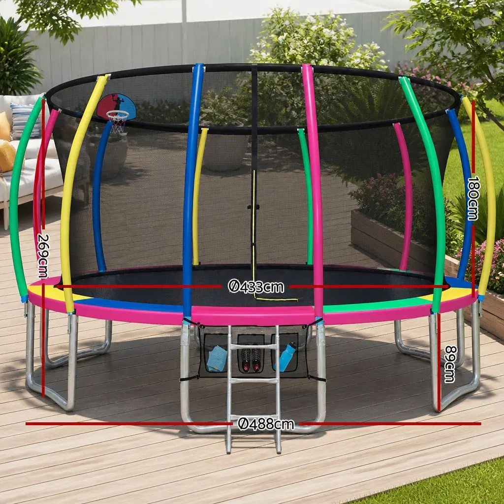 16FT Kids Trampoline and Basketball Setup