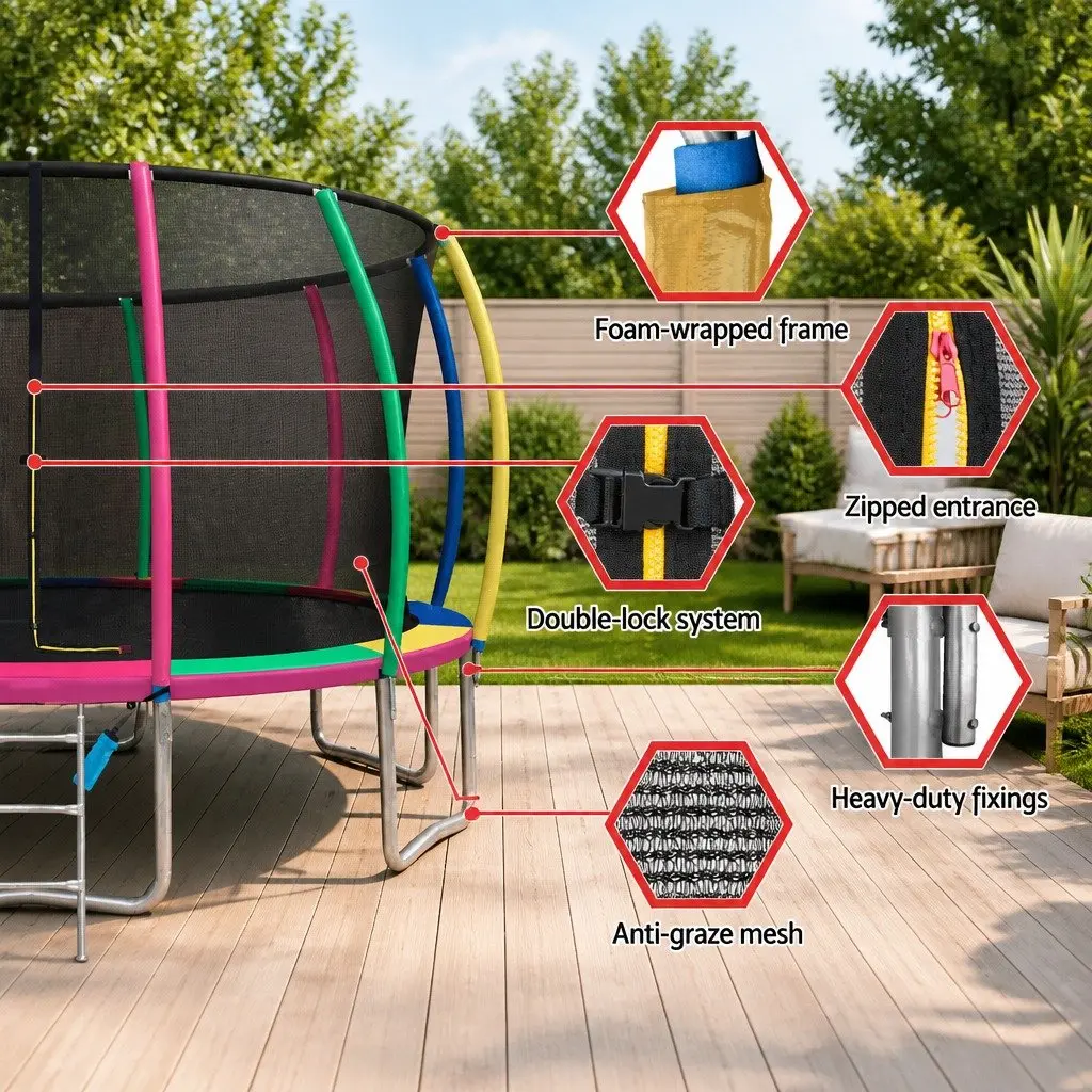 16FT Kids Trampoline and Basketball Setup