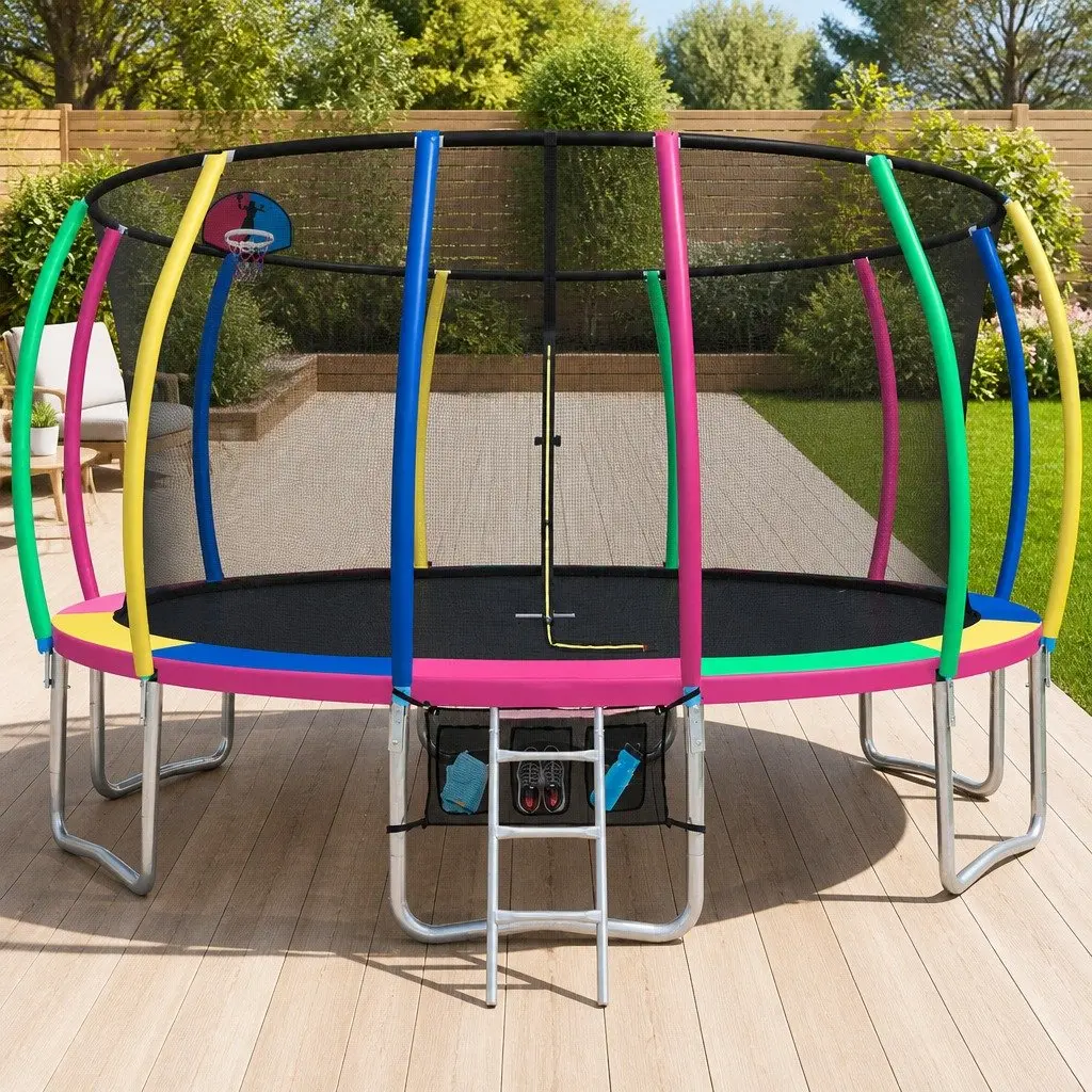 16FT Kids Trampoline and Basketball Setup