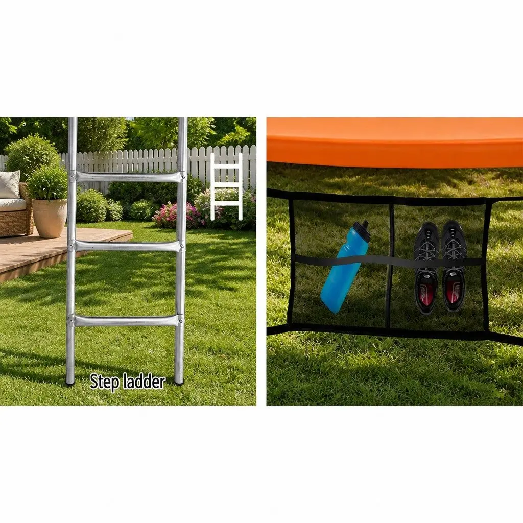 16FT Trampoline for Kids with Safety Net Ladder Basketball Hoop Orange