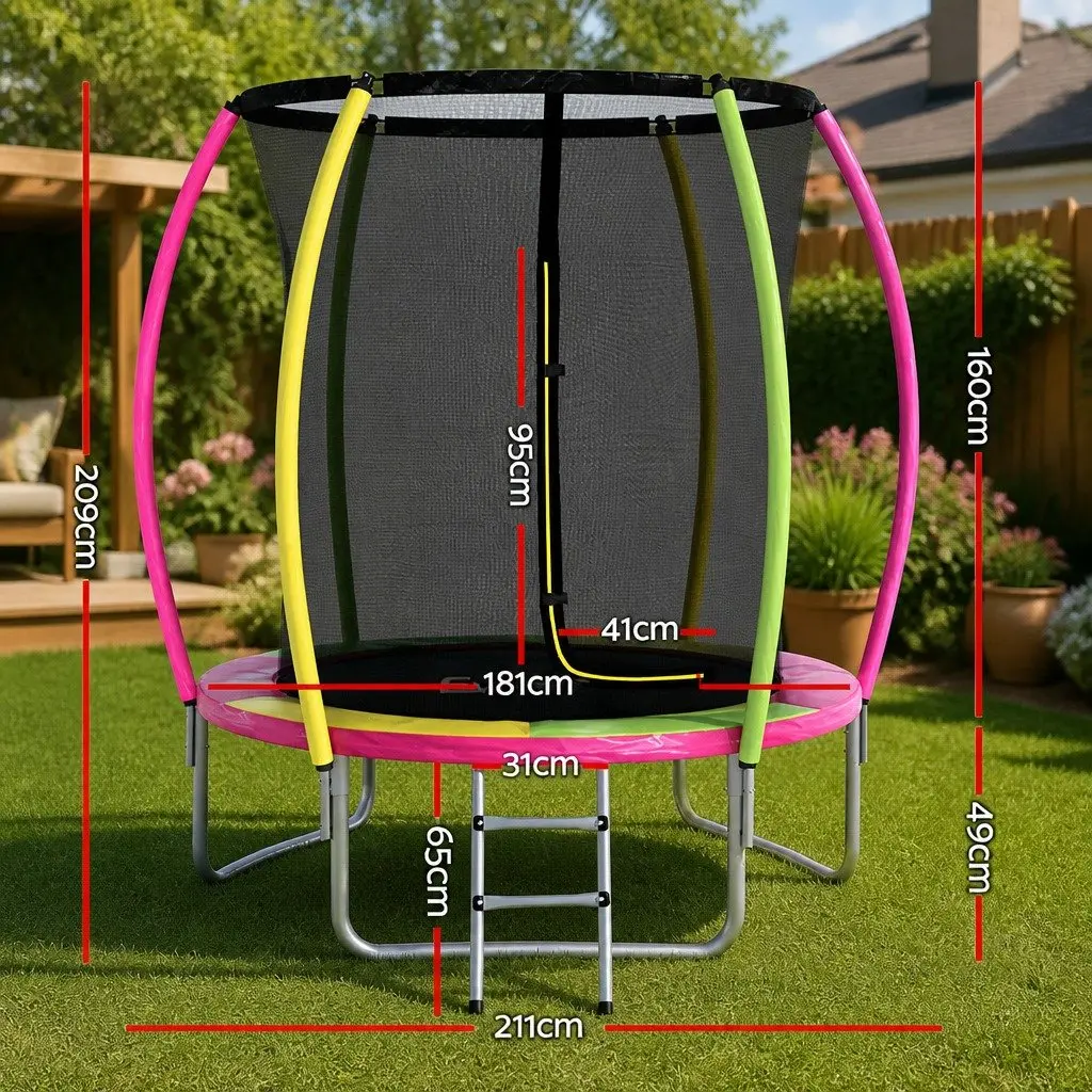 6ft Kids Round Trampoline with Safety Net Foam Posts Enclosed