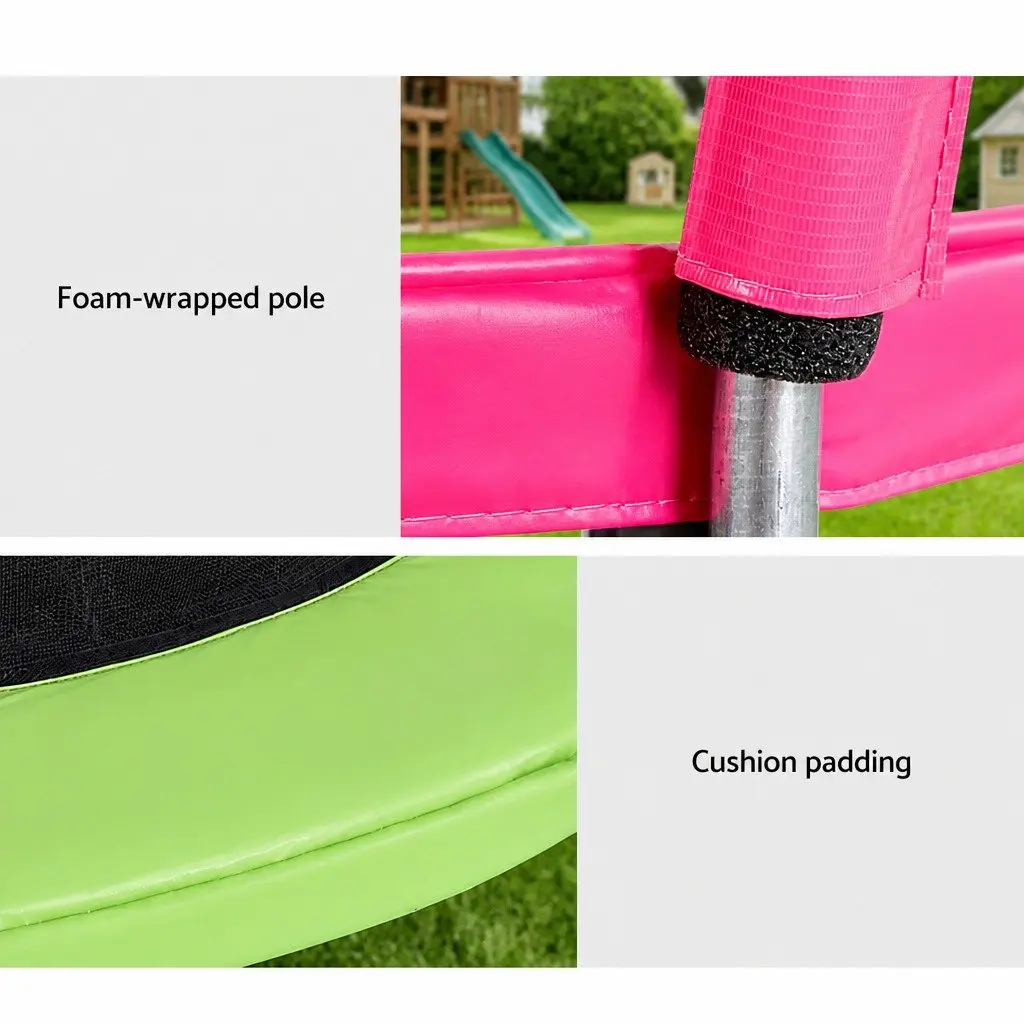 6ft Kids Round Trampoline with Safety Net Foam Posts Enclosed