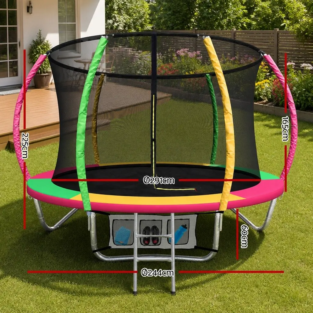 8FT Kids Trampoline Heavy-Duty with Safety Enclosure Net and Ladder