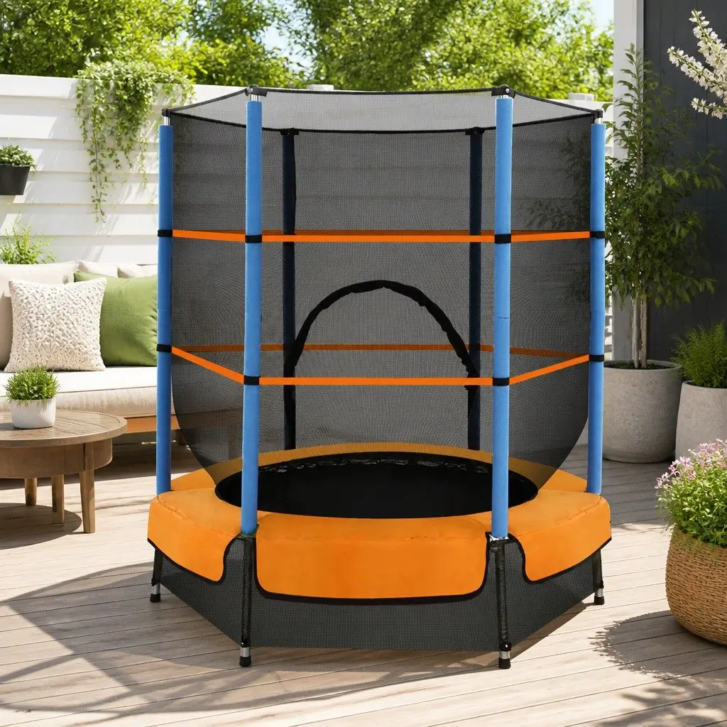 Kids Trampoline 4.5FT Compact with Safety Net Enclosure Red