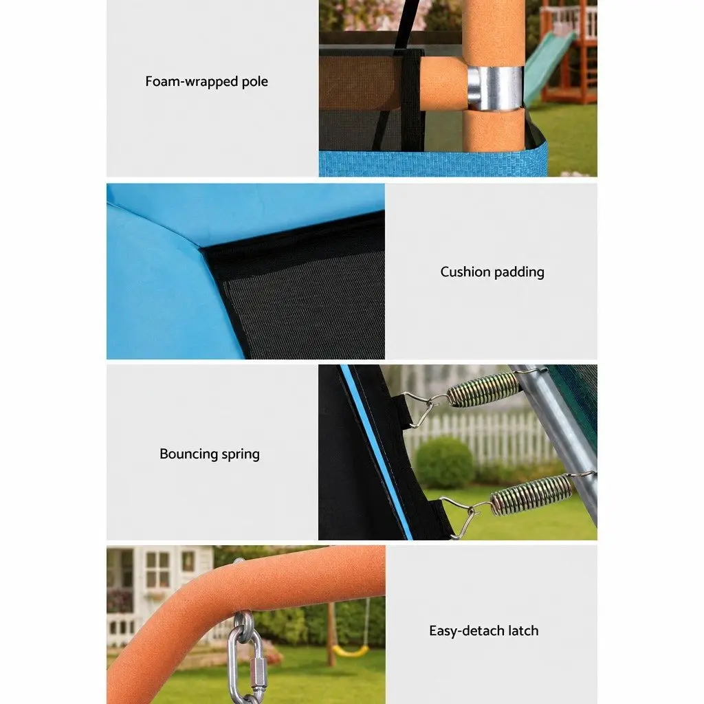 6FT Kids Rectangle Trampoline with Swing Enclosure Safety Net and Anti-Graze UV-Resistant Jumping Mat