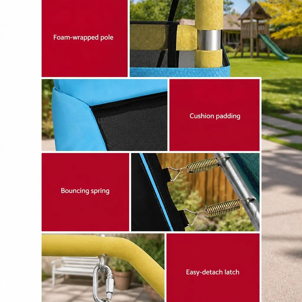 Kids Trampoline and Swing Combo with Safety Enclosure 6FT Blue Yellow