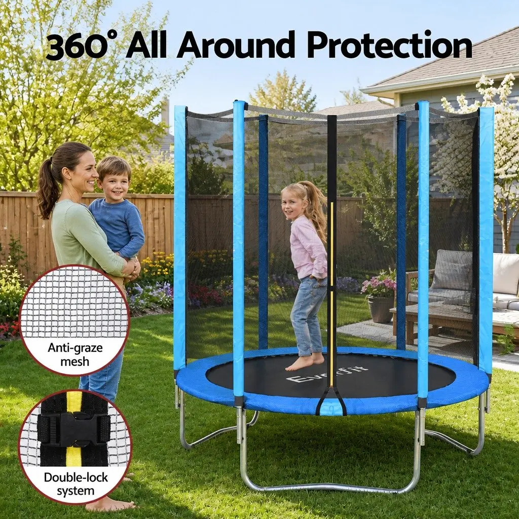 Kids Trampoline 6FT Round Jumping Mat Safety Net Enclosed Backyard Play