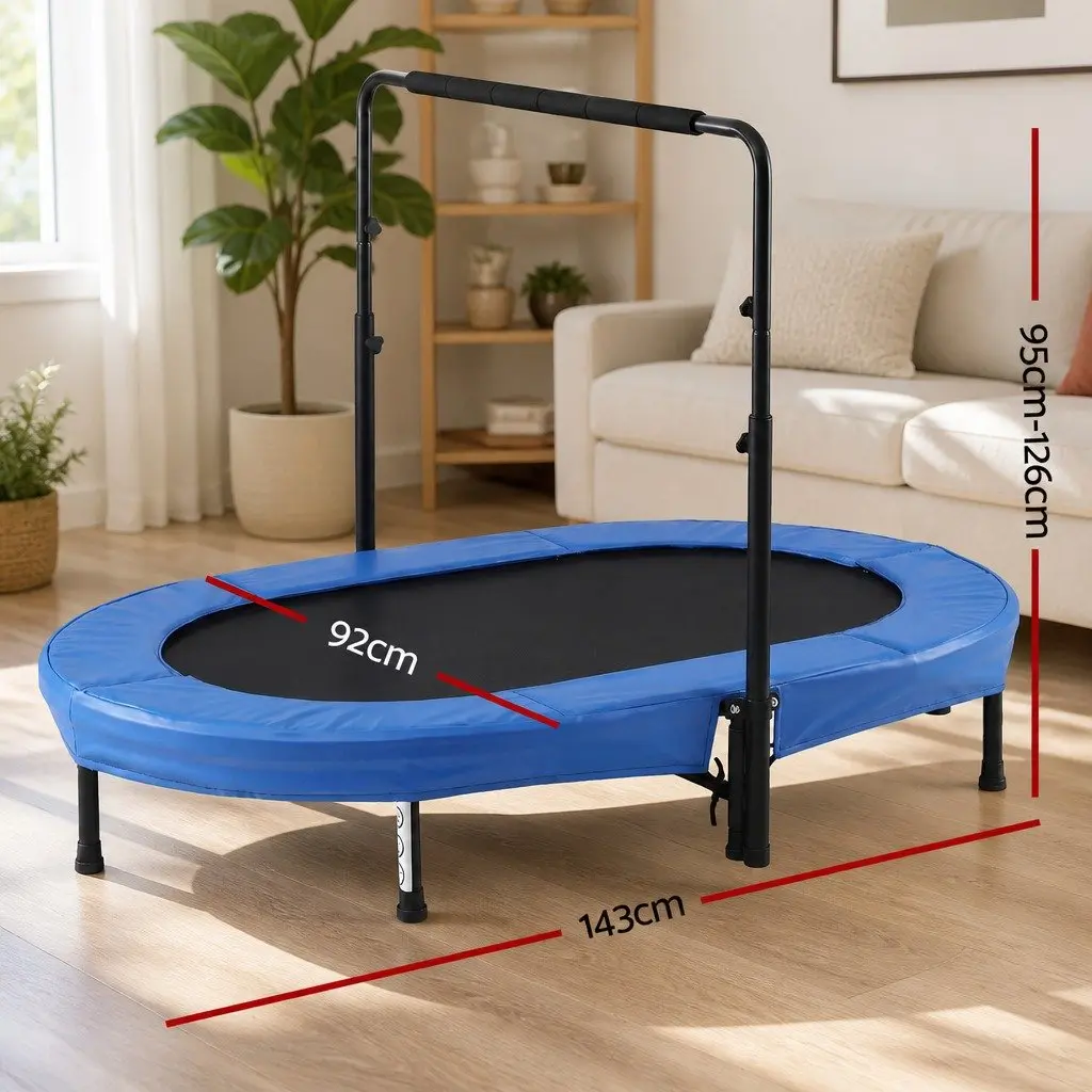 56 Inch Foldable Fitness Trampoline Indoor Rebounder Adjustable Handrail Cardio