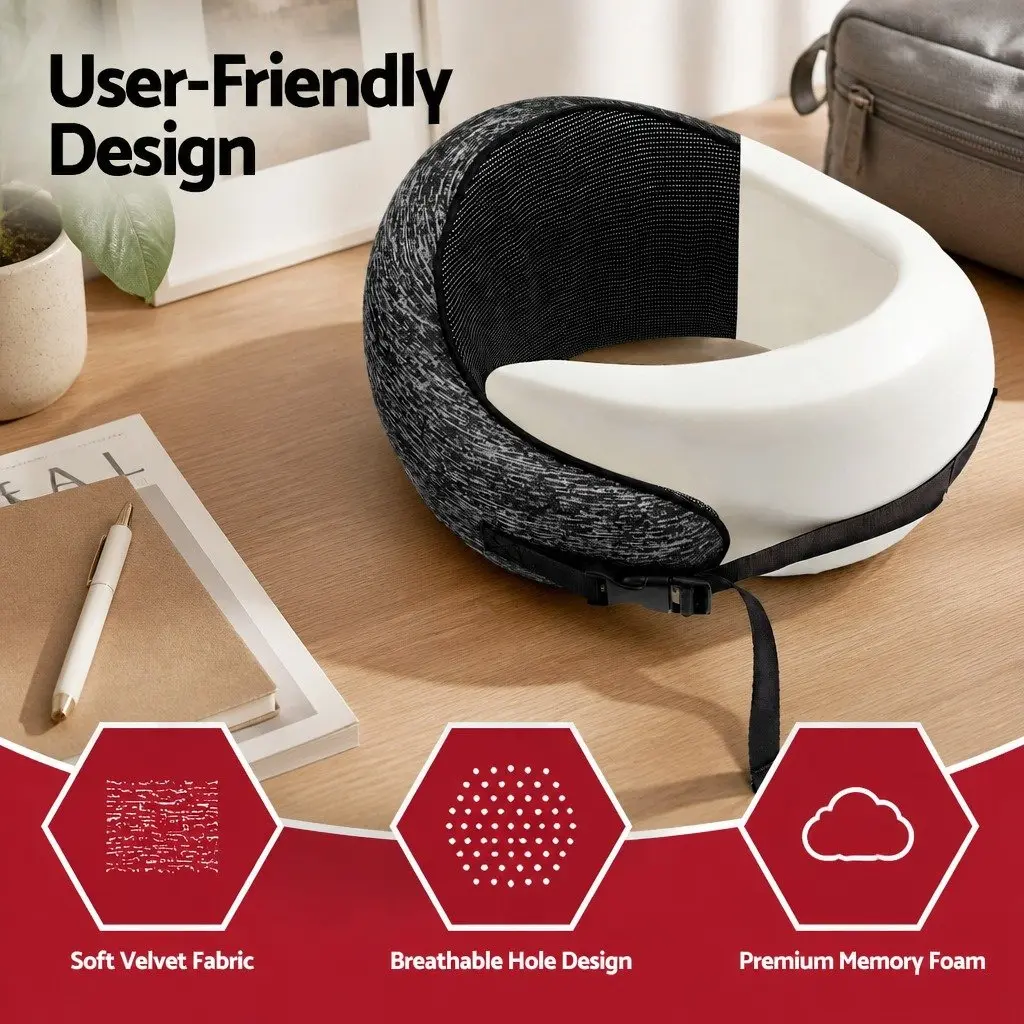 Travel Neck Pillow Memory Foam Ergonomic Support for Airplane Car Train Office