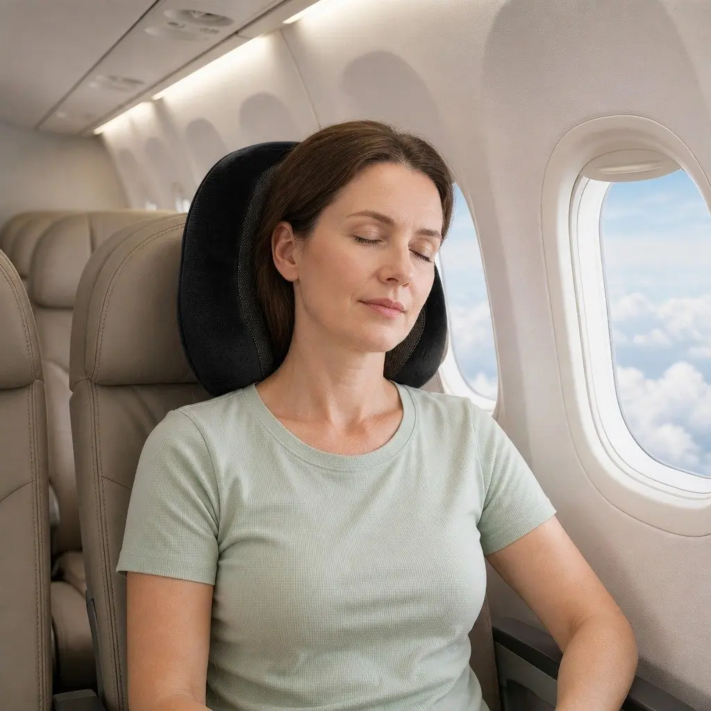 Travel Neck Pillow Memory Foam Airplane Pillow with Removable Washable Cover