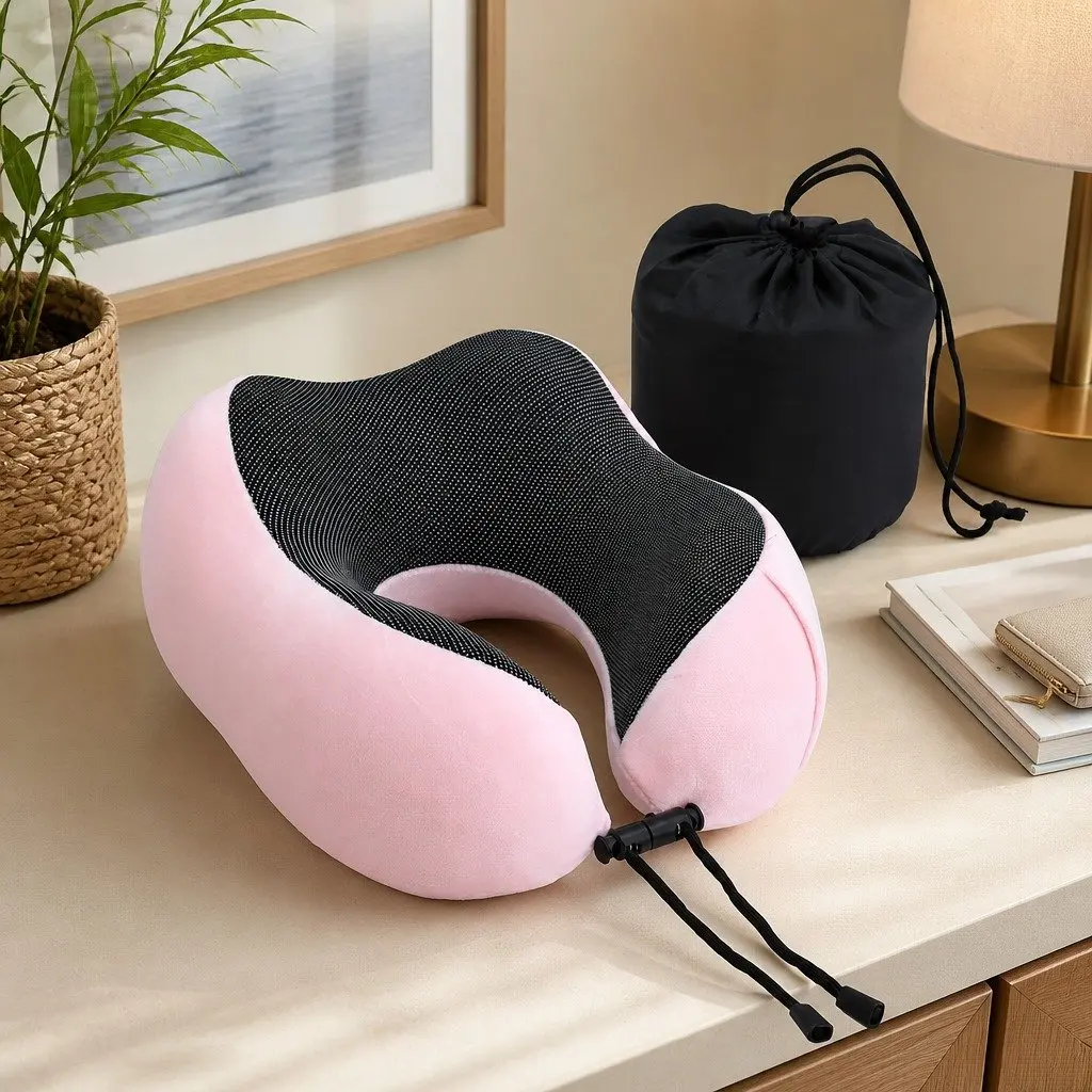 Pink Travel Pillow for Neck Support