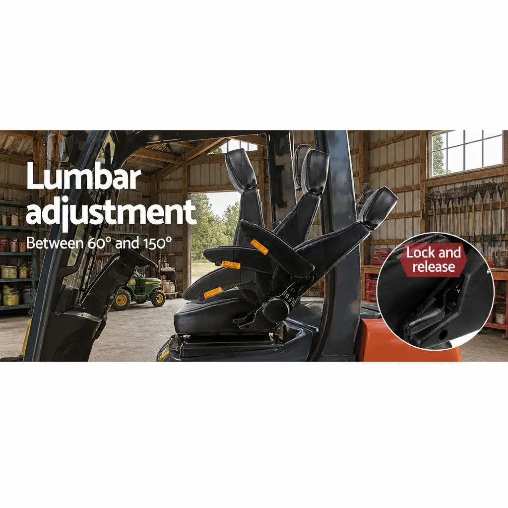 Heavy Duty Universal Tractor Seat Adjustable Suspension Black PU