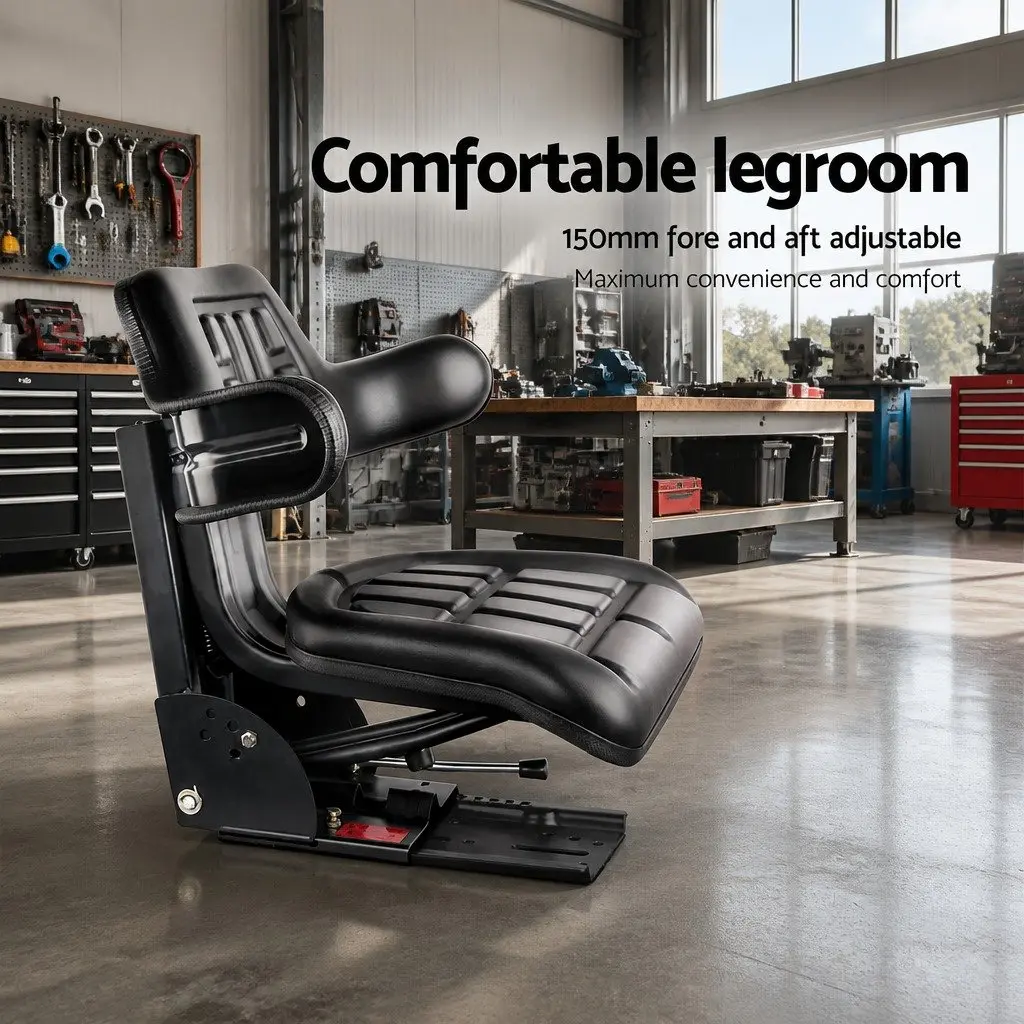 Universal Tractor Seat Adjustable Suspension Black 61 x 50 x 59 cm