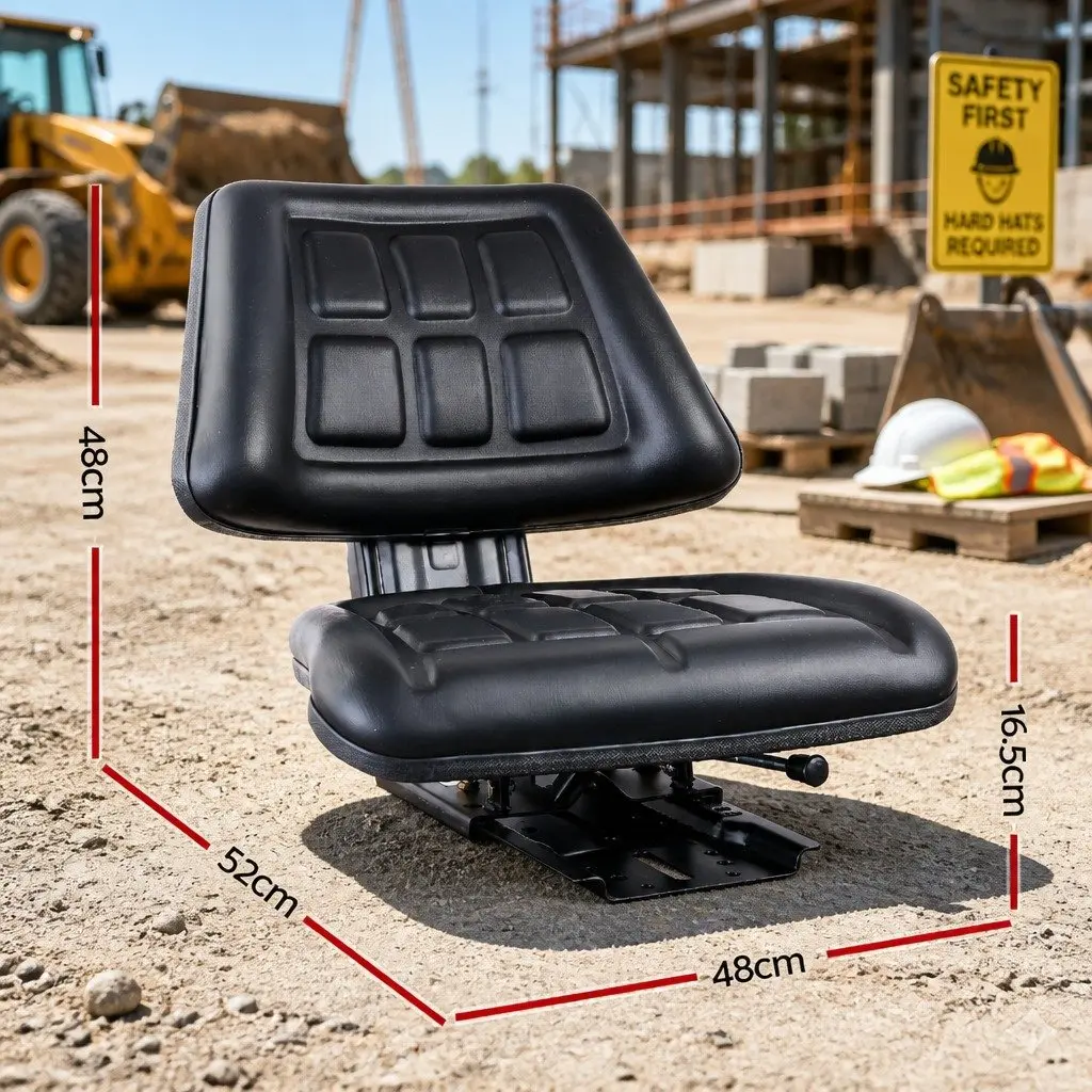 Universal Tractor Seat Heavy Machinery Replacement Chair Adjustable Sliding Track Black