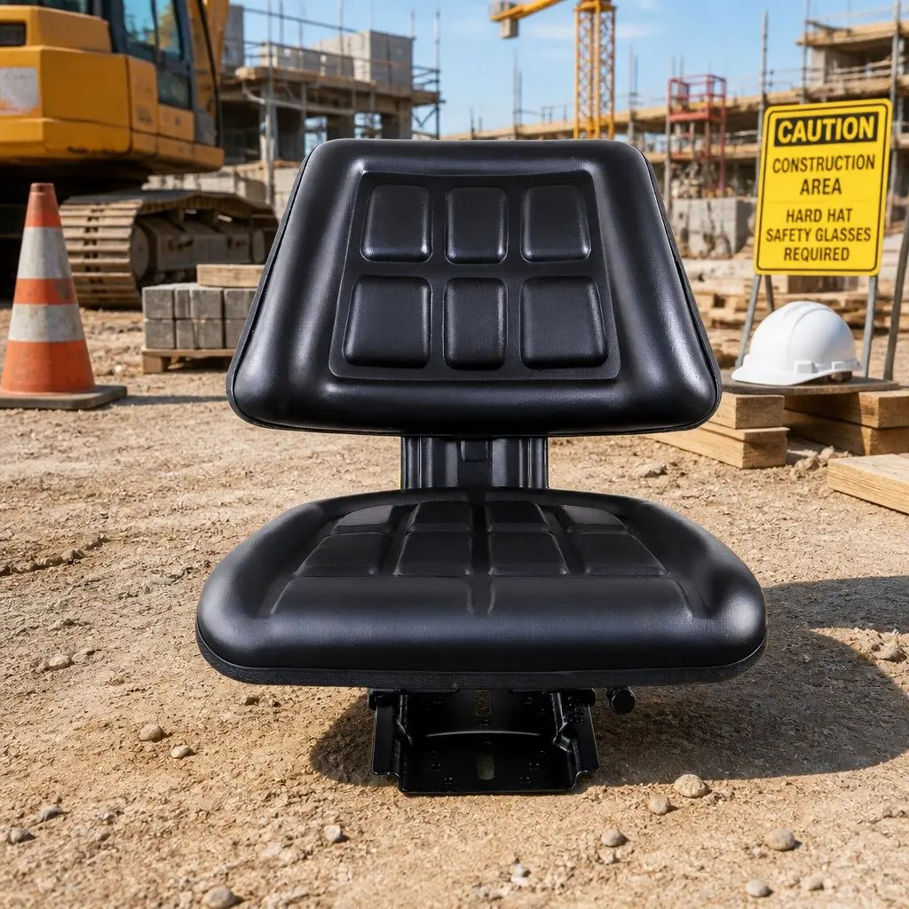 Universal Tractor Seat Heavy Machinery Replacement Chair Adjustable Sliding Track Black