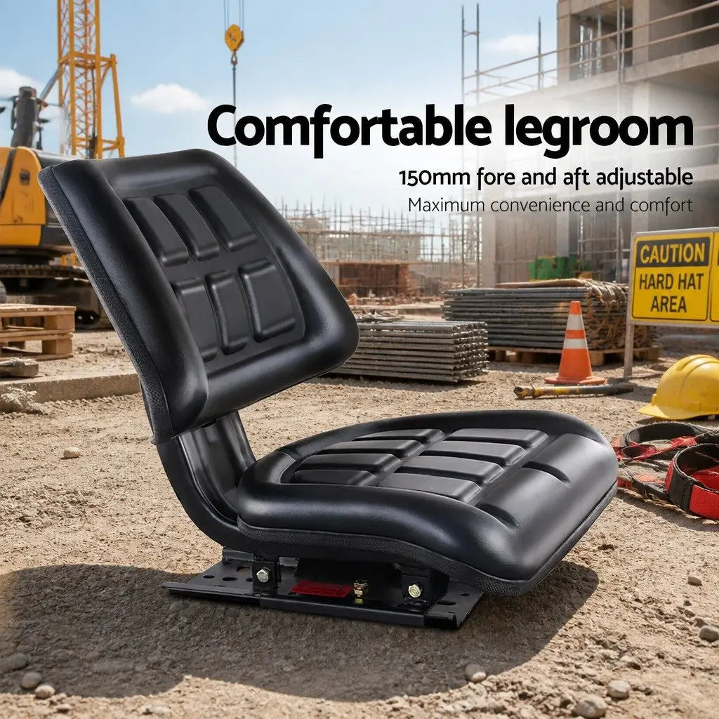 Universal Tractor Seat Heavy Machinery Replacement Chair Adjustable Sliding Track Black