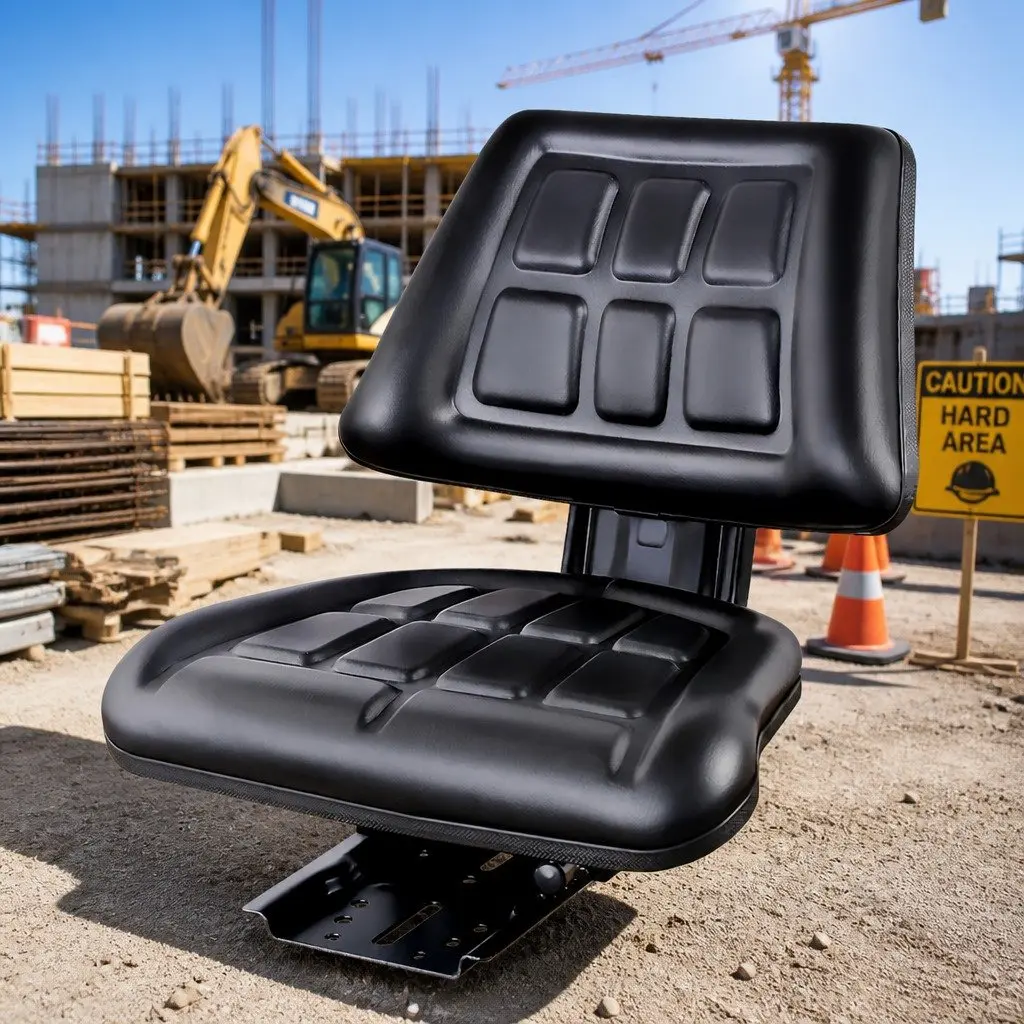 Universal Tractor Seat Heavy Machinery Replacement Chair Adjustable Sliding Track Black