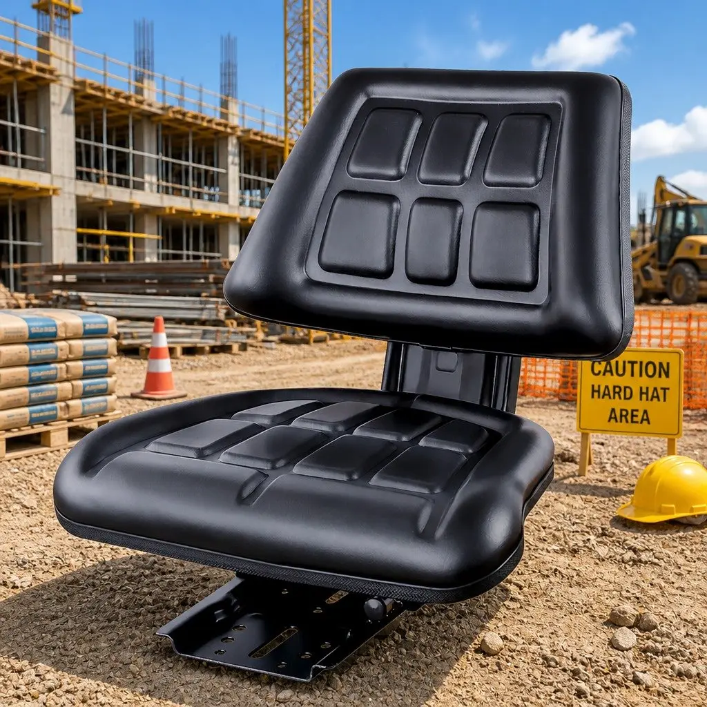 Universal Tractor Seat Heavy Machinery Replacement Chair Adjustable Sliding Track Black